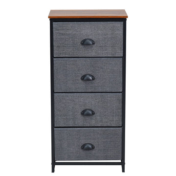 Black Dresser Storage Tower Sturdy Steel Frame with and Fabric Drawers