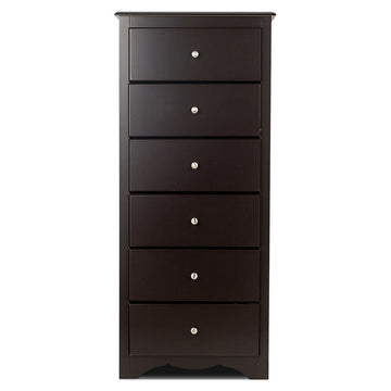 Black 6 Drawers Chest Dresser Clothes Storage Bedroom Furniture Cabinet