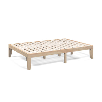 14 Inch Rubber Wood Full Size Platform Bed Frame with Wood Slat Support
