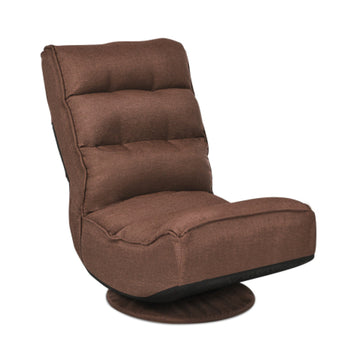 Brown 360 Degree Swivel Folding Floor Gaming Chair with 5 Position Adjustable Backrest