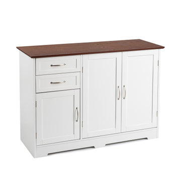 White Buffet Server Storage Cabinet with 2-Door Cabinet and 2 Drawers