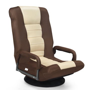 Brown Foldable 360 Degree Swivel Gaming Floor Chair with 6 Position Adjustable Backrest