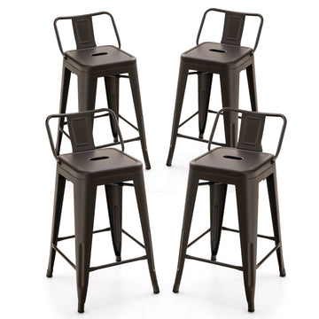 24 Inch Dark Green  4 Pack Cafe Side Chairs with Removable Back and Rubber Feet