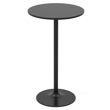 24 Inch Black Modern Round Metal Base Coffee Table with MDF Top