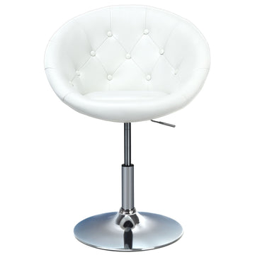 White Adjustable Modern Swivel Round Tufted Chair