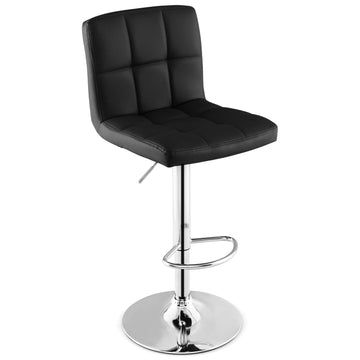 Black Armless PU Leather Bar Stool with Adjustable Height and 360 degrees Swivel