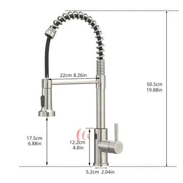 Brushed Nickel Single Handle Touchless Sensor Gooseneck Pull Down Sprayer Kitchen Faucet