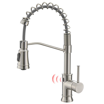 Brushed Nickel Single Handle Touchless Pull Down Sprayer Kitchen Faucet with Water Supply Hose