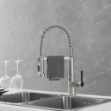 Brushed Nickel 2 Spray Patterns 1.8 GPM Single Handle Touchless Pull Down Sprayer Kitchen Faucet