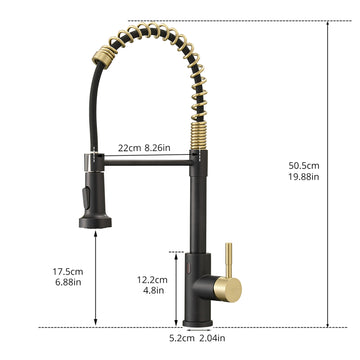 Black and Brushed Gold Single Handle Touchless Pull Down Sprayer Kitchen Faucet with Deckplate Included