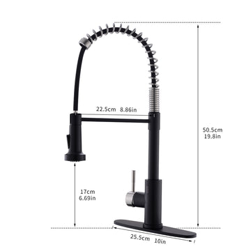 Black and Brushed Nickel Single Handle Touchless Pull Down Sprayer Kitchen Faucet with Deckplate Included