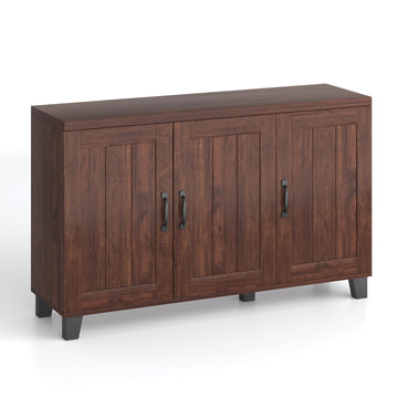 Brown Wood 45 in. 3-Door Buffet Sideboard with Adjustable Shelves and Anti-Tipping Kits