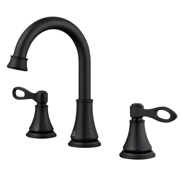 2-Handle Bathroom Sink Faucet with Drain Assembly and Supply Hose Lavatory Faucet Mixer Double Handle Tap Deck Mounted, Matte Black