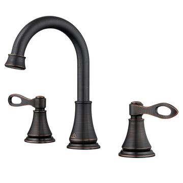2-Handle Bathroom Sink Faucet with Drain Assembly and Supply Hose Lavatory Faucet Mixer Double Handle Tap Deck Mounted, Oil Rubbed Bronze
