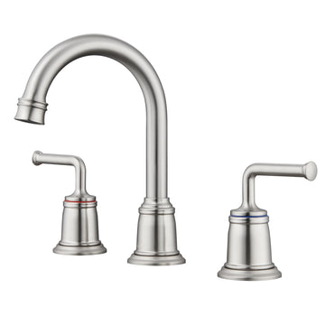 2-Handle Bathroom Sink Faucet with Drain Assembly lavatory Faucet with Pop Up Drain and cUPC Faucet Supply Hoses, Brushed Nickel
