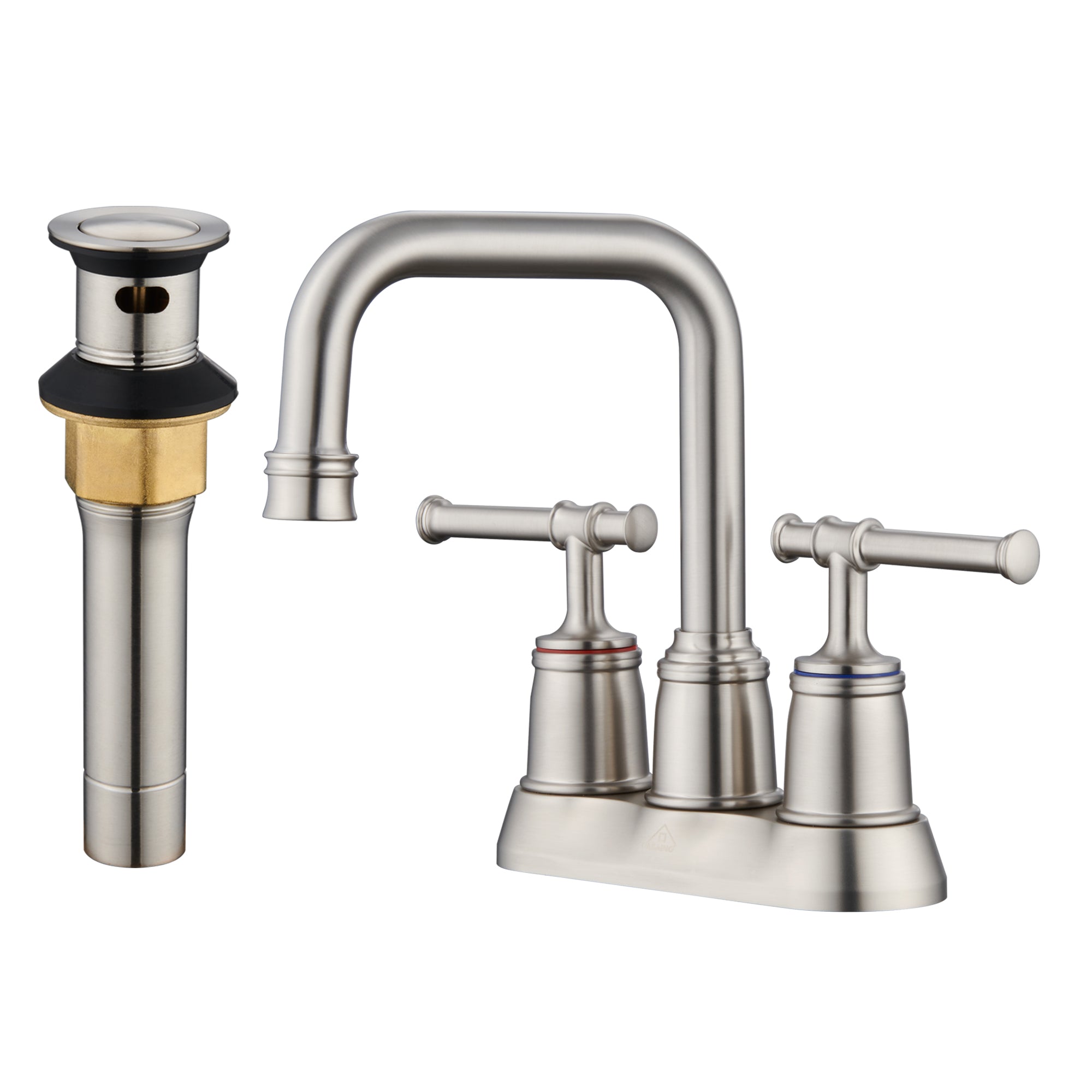 2 Handle Bathroom Sink Faucet, 4-Inch Centerset Bathroom Sink Faucet with Pop Up Drain and Water Supply Lines Bathroom Faucet, Brushed Nickel