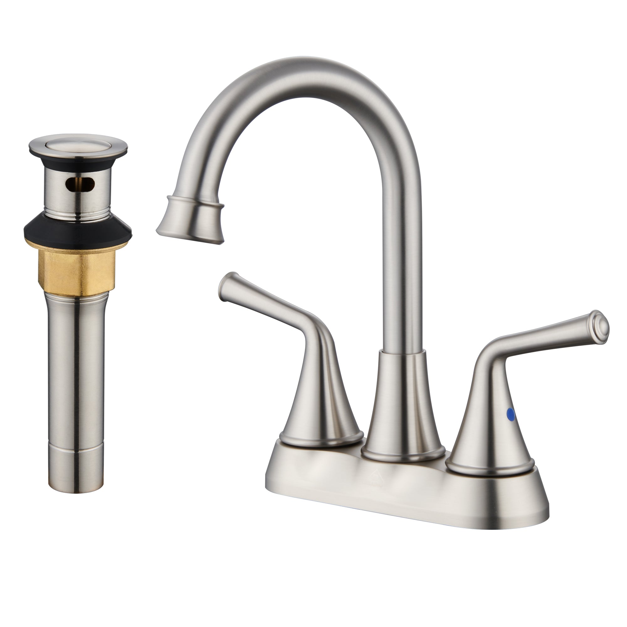 Two Handle Bathroom Faucet with Drain Assembly 4-Inch Centerset Sink Faucet 3 Hole Lavatory Faucet Bathroom Vanity Sink Faucets with Pop-up Drain, Brushed Nickel