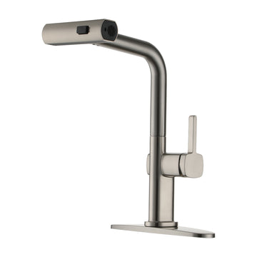 Single Handle Kitchen Faucet with Pull Down Sprayer 3-Function Sink Faucet, 360¡ã Swivel in Brushed Nickel