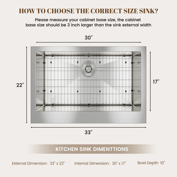 Farmhouse Apron-Front Stainless Steel Kitchen Sink with Bottom Grid and Strainer Basket