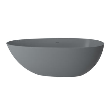 67 in. x 33 in. Solid Surface Stone Resin Freestanding Soaking Bathtub with Center Drain, Drainer, Hose