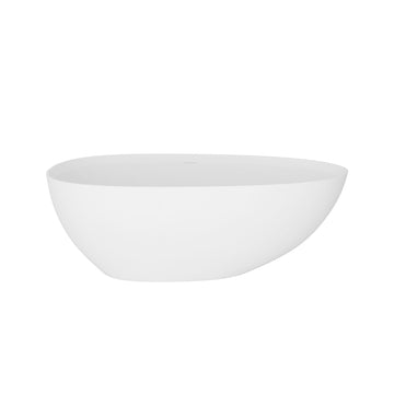 71 in. x 35 in. Stone Resin Flatbottom Freestanding Soaking Bathtub with Overflow and Drain Included in White
