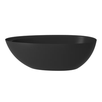 67 in. x 33 in. Solid Surface Stone Resin Freestanding Soaking Bathtub with Center Drain, Drainer, Hose