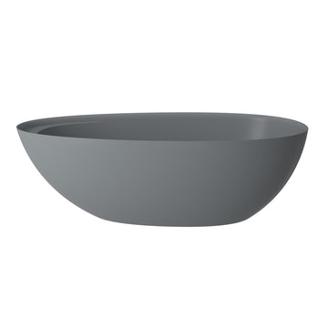 67 in. x 33 in. Solid Surface Stone Resin Freestanding Soaking Bathtub with Center Drain, Drainer, Hose