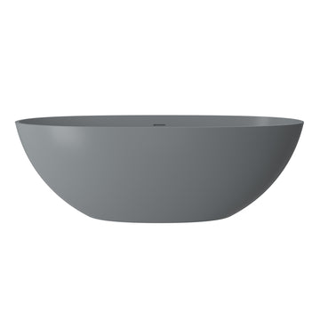 65 in. x 30 in. Solid Surface Stone Resin Freestanding Soaking Bathtub with Center Drain, Drainer, Hose