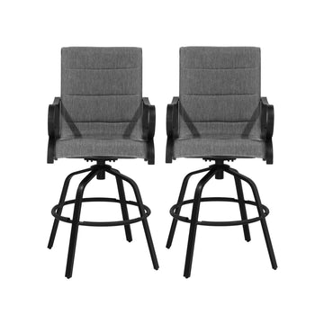 2-Piece Aluminium Frame Outdoor Swivel Chairs Bar Stool with Cushion Teslin Patio Dining Chair Rotatable Chairs