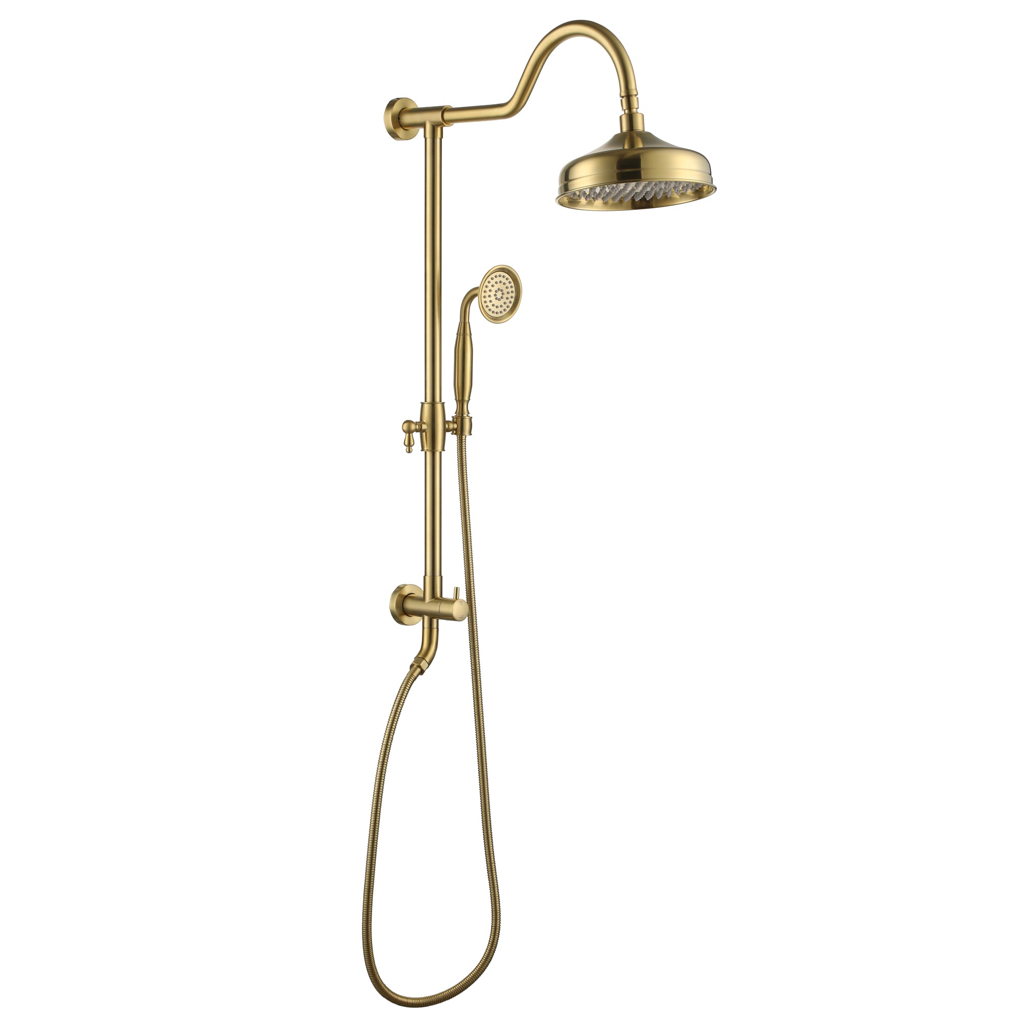 1-Spray Patterns with 2.5 GPM 8 in. Wall Mount Dual Shower Heads in Brushed Gold (Valve Not Included)