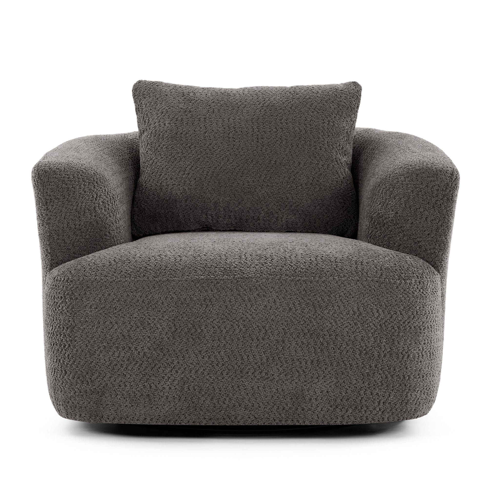 360 Degrees Swivel Chair 38.2 inch Accent Chair Sofa Upholstered Swivel Barrel Sofa Chair with a Throw Pillow for Living Room Bedroom Office and Hotel Grey