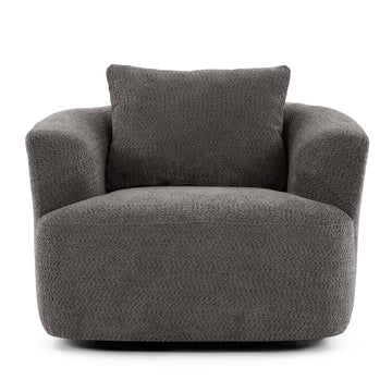 360 Degrees Swivel Chair 38.2 inch Accent Chair Sofa Upholstered Swivel Barrel Sofa Chair with a Throw Pillow for Living Room Bedroom Office and Hotel Grey