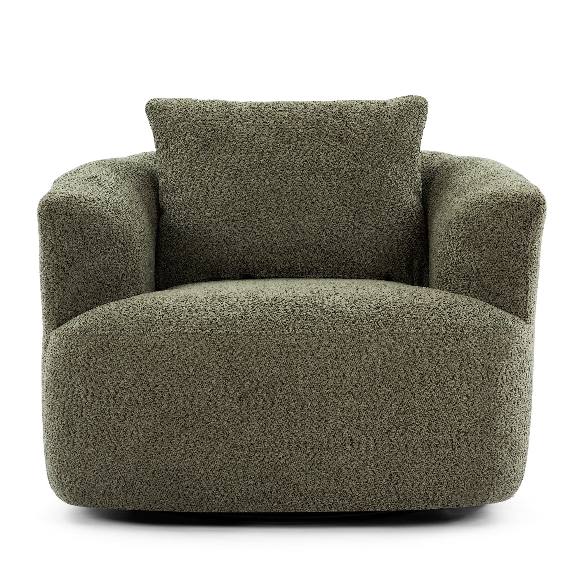 360 Degrees Swivel Chair 38.2 inch Accent Chair Sofa Upholstered Swivel Barrel Sofa Chair with a Throw Pillow for Living Room Bedroom Office and Hotel Green