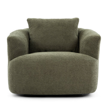 360 Degrees Swivel Chair 38.2 inch Accent Chair Sofa Upholstered Swivel Barrel Sofa Chair with a Throw Pillow for Living Room Bedroom Office and Hotel Green