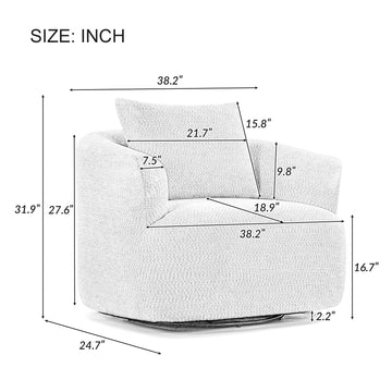 360 Degrees Swivel Chair 38.2 inch Accent Chair Sofa Upholstered Swivel Barrel Sofa Chair with a Throw Pillow for Living Room Bedroom Office and Hotel Green