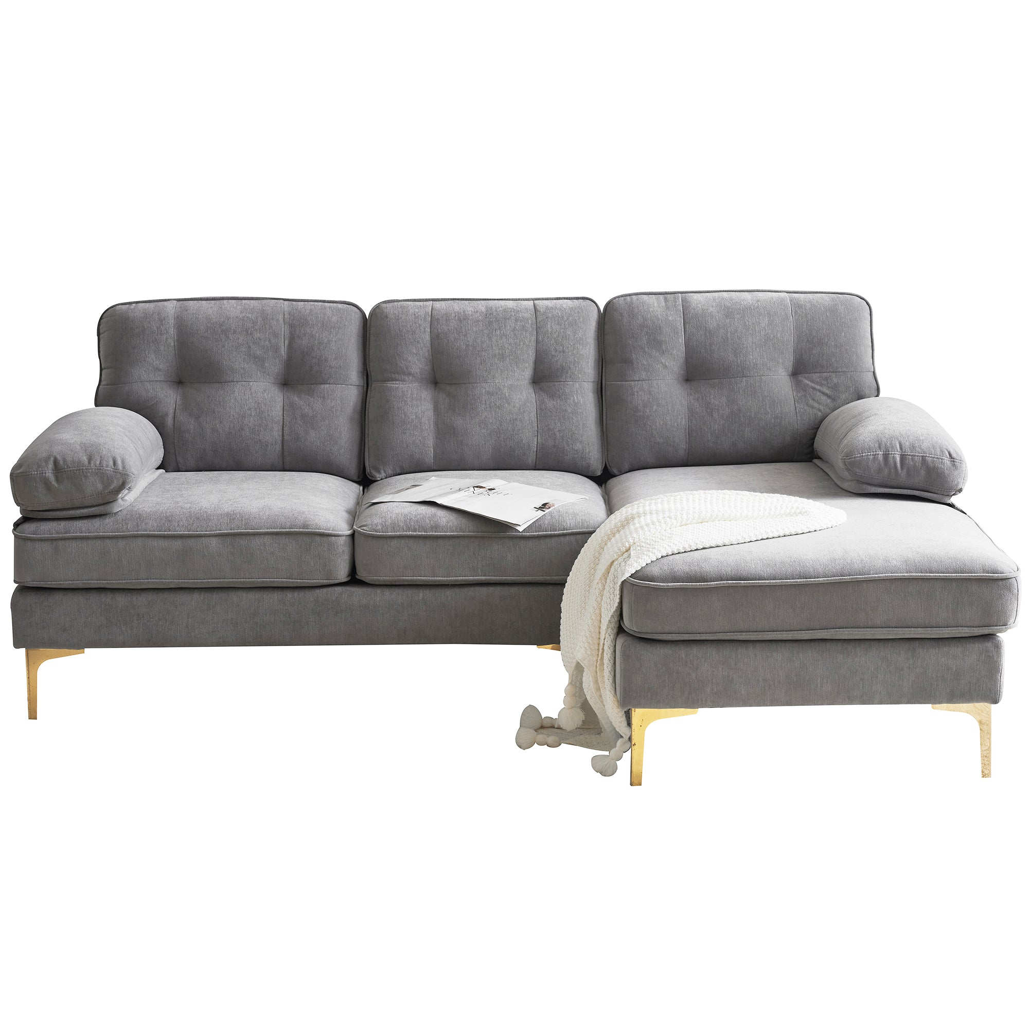 82.6 inch Modern Sectional Sofas Couches Velvet L Shaped Couches for Living Room Bedroom