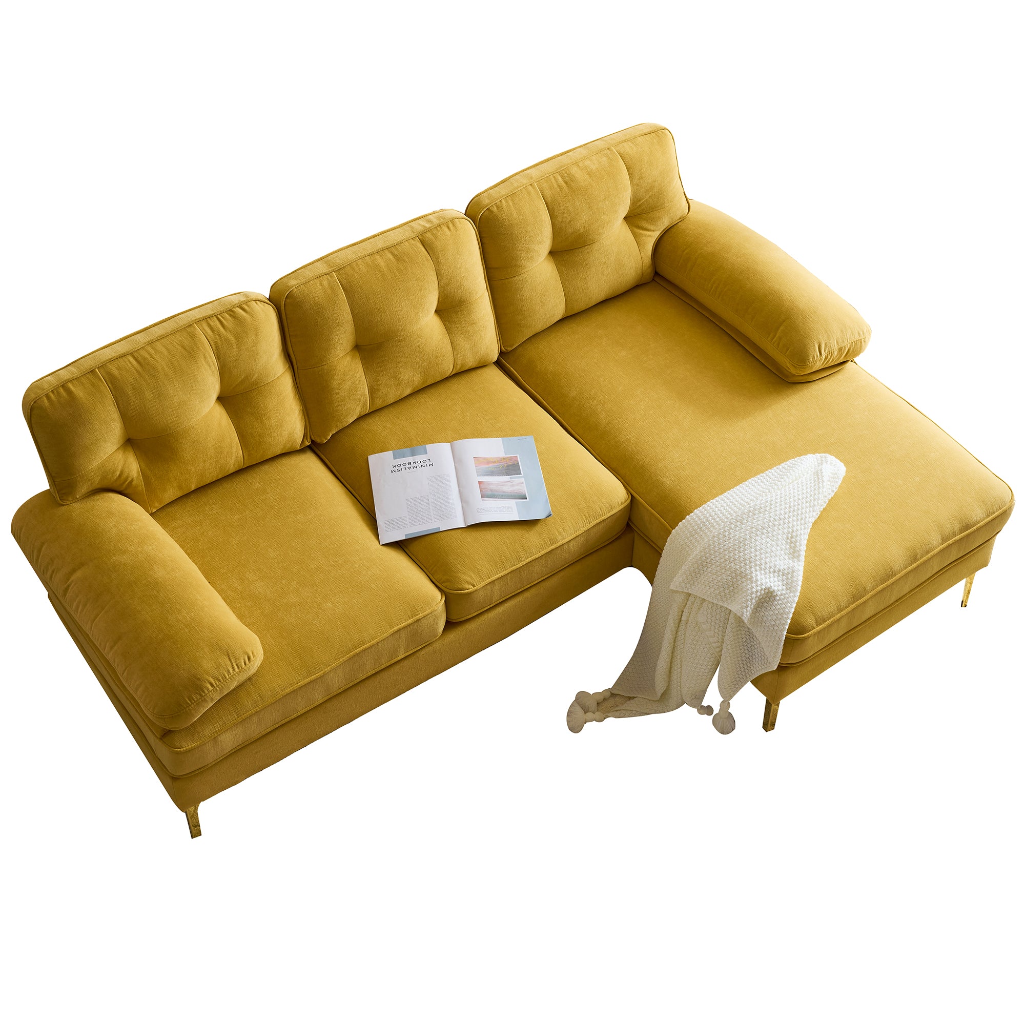 82.6 inch Modern Sectional Sofas Couches Velvet L Shaped Couches for Living Room Bedroom