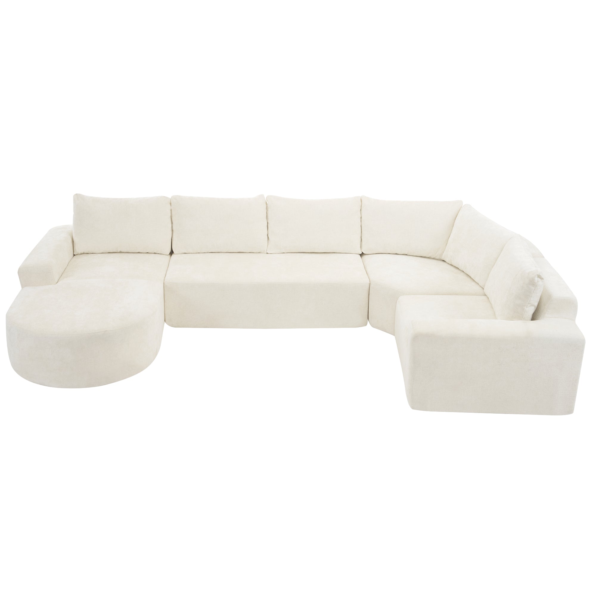 139 inch Oversized Modular Sofa Cloud Sectional Sofa Set Upholstered Couches U-shaped Sofa with Deep Seat for Living Room Beige