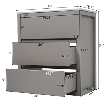 30 Inch Bathroom Vanity with Ceramic Sink 2 Full Extension Drawers 45 Degree Free Handle Gray