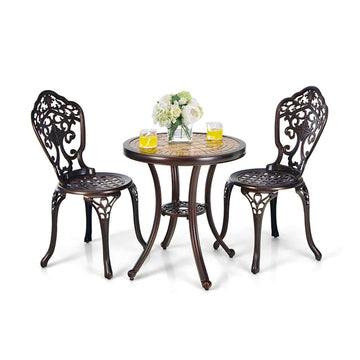3-Piece All-Weather Cast Aluminum Outdoor Bistro Set in Copper