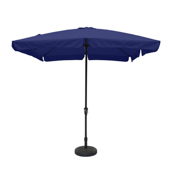 8 ft. x 10 ft. Square Crank Design Skirt with Skylight Outdoor Market Umbrella in Navy Blue with Base