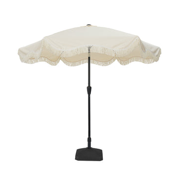9 ft. Unique Design Crank Design Outdoor Market Umbrella in Milky White with Full Fiberglass Rib and Base