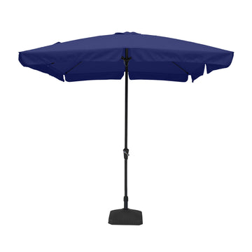 8 ft. x 10 ft. Square Crank Design Skirt with Skylight Outdoor Market Umbrella in Navy Blue with Base
