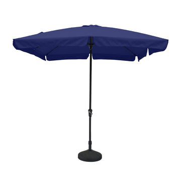 8 ft. x 10 ft. Square Crank Design Skirt with Skylight Outdoor Market Umbrella in Navy Blue with Base