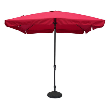 8 ft. x 10 ft. Square Crank Design Skirt with Skylight Outdoor Market Umbrella in Red with Base