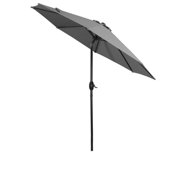9 ft. Steel Market Tilt Pation Umbrella in Grey with Push Button