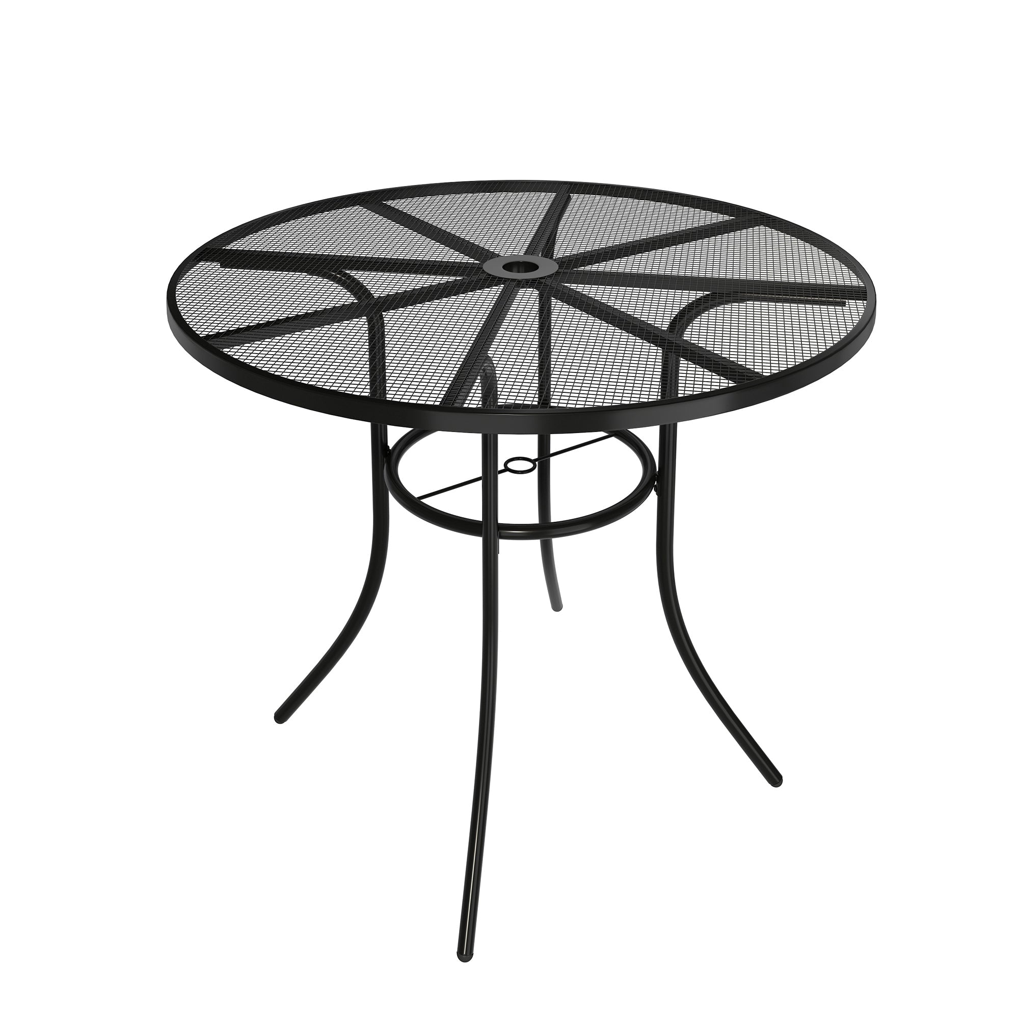 Round Metal Outdoor Patio Dining Table with 1.9 in. Umbrella Hole