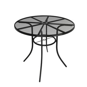 Round Metal Outdoor Patio Dining Table with 1.9 in. Umbrella Hole
