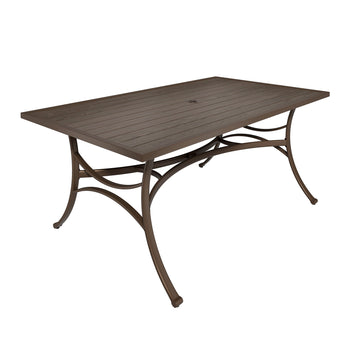 Rectangle Metal Patio Outdoor Dining Table with 1.9 Inches Umbrella Hole