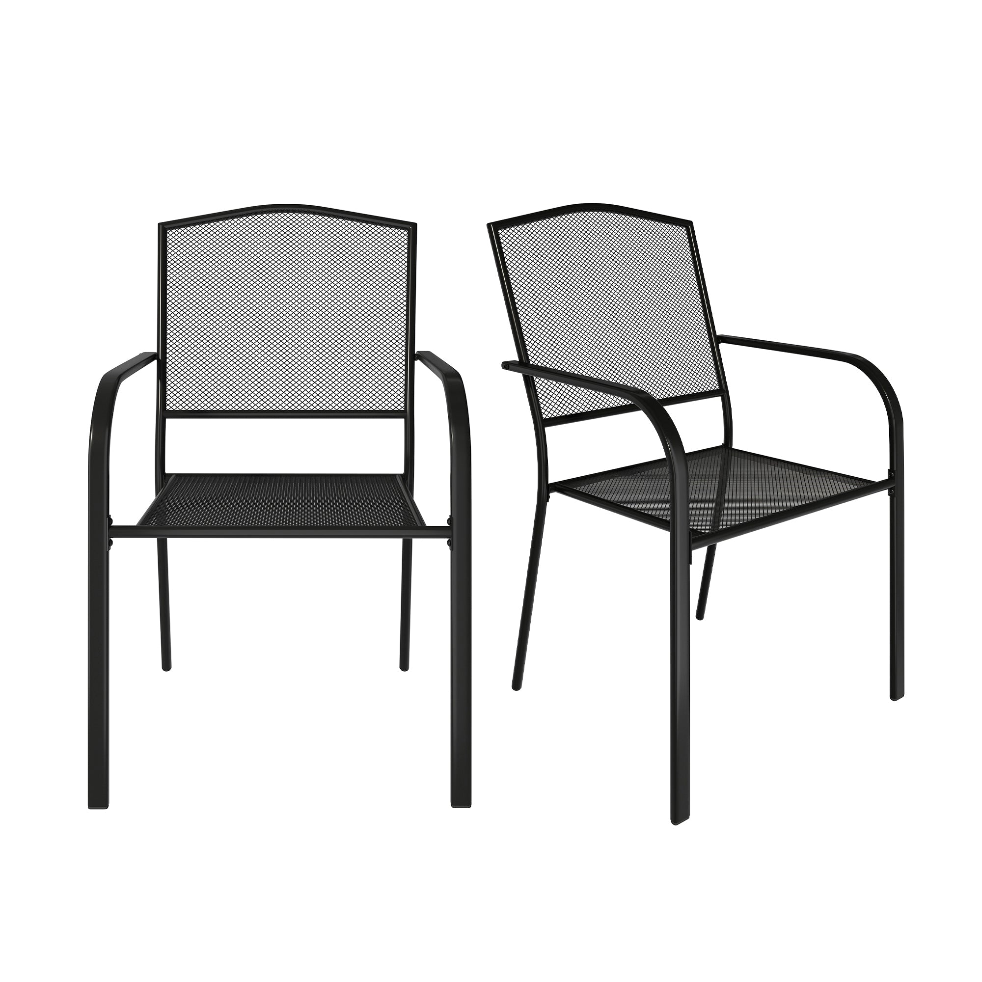 Black Metal Outdoor Patio Dining Chair Set of 2